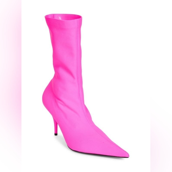 NWOB BALENCIAGA Pointed Toe Sock Knife Booties Neon Pink Eu 41 US 11 Org $1,490 - Picture 2 of 16